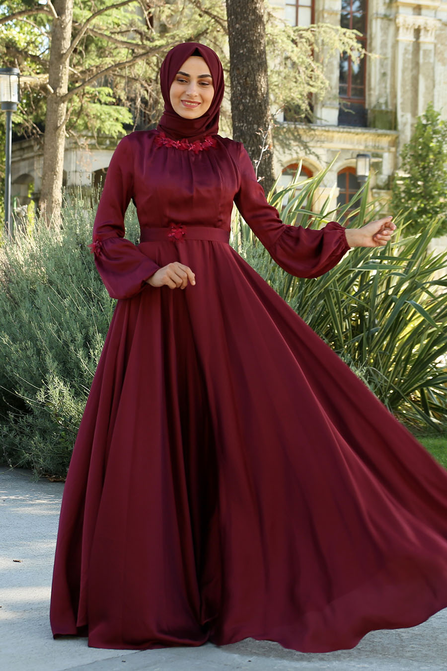 CLARET RED EVENING DRESS 